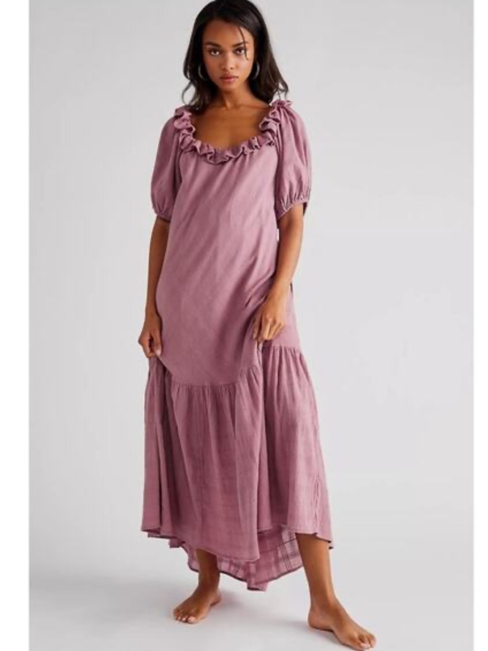 Free People Dusty Rose Ruffle Midi Dress